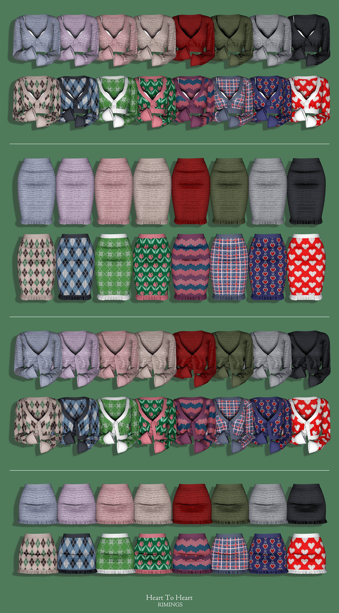 Галерея мода Вязаный сет Heart To Heart #1